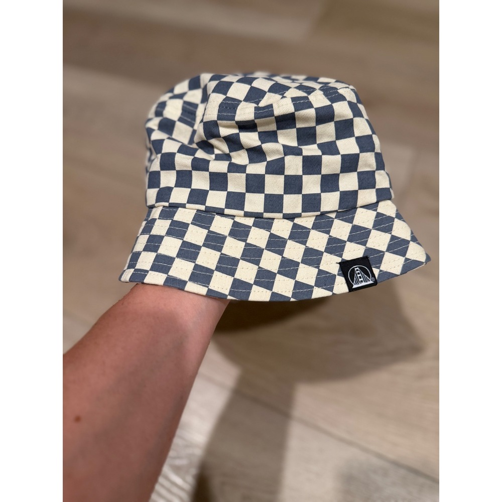 Weld San Francisco Checkered Bucket Hat Navy Blue Cream Cotton Streetwear